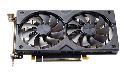 Powerful graphics card for gaming or cryptocurrency mining, featuring dual fans for optimal cooling, ideal for high performance computing and digital creations