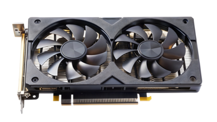 Powerful graphics card for gaming or cryptocurrency mining, featuring dual fans for optimal cooling, ideal for high performance computing and digital creations