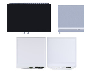 top view of Modern Refrigerators and Laundry Appliances Set