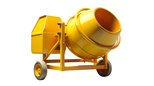 Visualize construction success with this vibrant cement mixer, a powerful symbol of building and progress. Perfect for industrial projects and creative designs