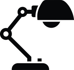 Modern black silhouette of an adjustable desk lamp with a flexible arm and dome shade