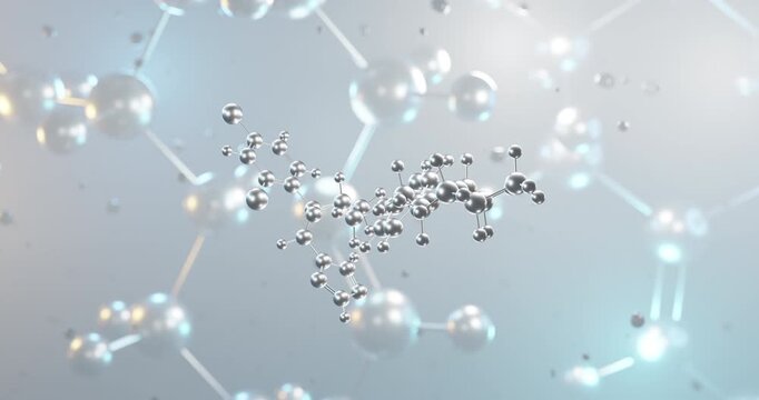 Terconazole rotating 3d molecule, molecular structure of antifungal agent seamless video
