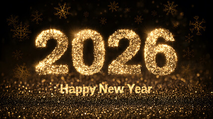 Golden 2026 Happy New Year Glitter Celebration Background
