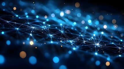 Abstract network of glowing blue lights and connections