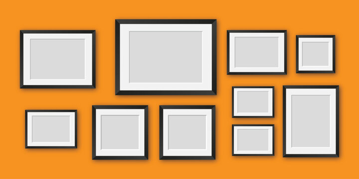 Realistic Photo Frame Mockup Set for Wall, Desk, and Gallery Display &ndash; Digital PSD & AI Templates for Artwork, Posters, and Photography Presentation&rdquo;