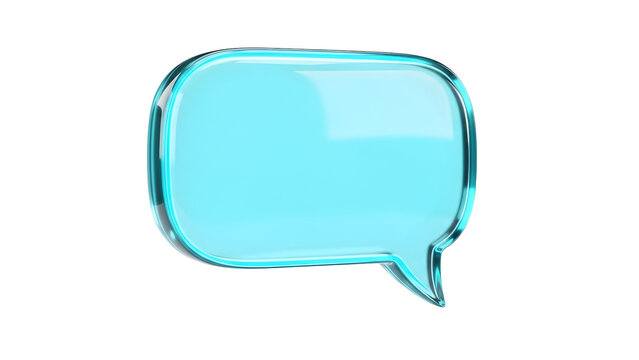 rounded translucent cyan speech bubble with a short tail &mdash; suited for comments, chat interfaces, messaging UIs, feedback prompts, conversation indicators, or dialogue placeholders.

