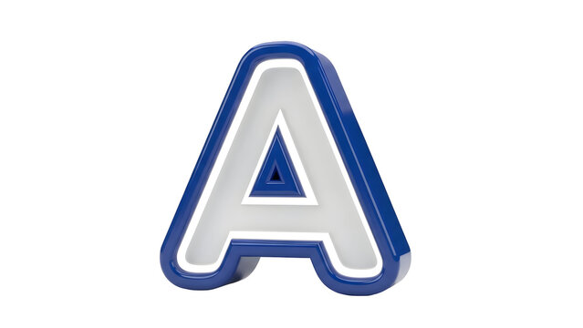 bold glossy 3D uppercase "A" in blue with white inset &mdash; suitable for initials, alphabet icon sets, branding, monograms, educational assets, or typographic UI elements.

