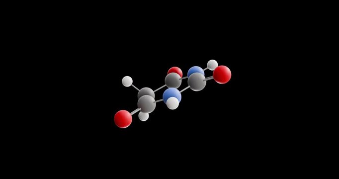 Barbituric acid molecule, rotating 3D model of barbiturates, looped video on a black background

