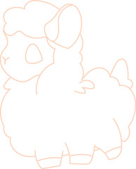 Naklejka premium Cute alpaca lineart
