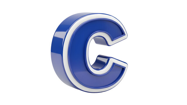 bold glossy 3D uppercase "C" in deep blue with white inset &mdash; great for initials, monograms, logo elements, alphabet icon sets, signage, UI letter tiles, or brand identity assets.

