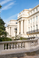 London, Outer circle street in Regent Park and beautiful town house of early 19th century