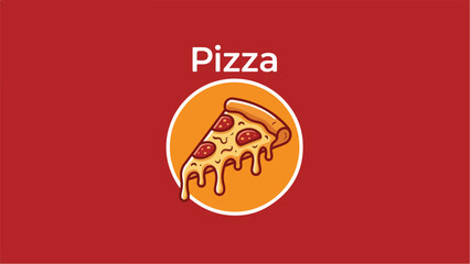 Delicious Pizza Slice Illustration on a Red Background for Food Lovers.