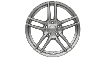 modern metallic alloy wheel rim with five spokes — suitable for automotive parts, car accessories, wheel catalogs, car design visuals, tire shops, or vehicle customization assets.

