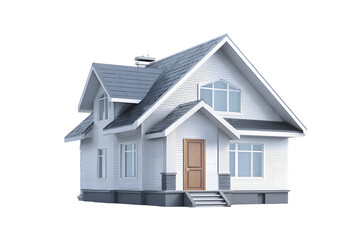 Charming Two Story Home with Gray Roof and Modern Design Elements Isolated on a Black Background