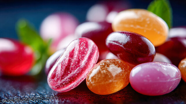 Vibrant assortment of colorful jelly beans in a glossy candy pile