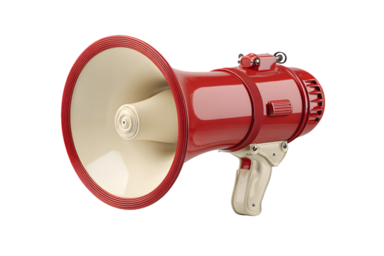 Retro Red and Cream Megaphone with Clear Sounding Capability for Emergency Broadcasts and Crowd Management Situations