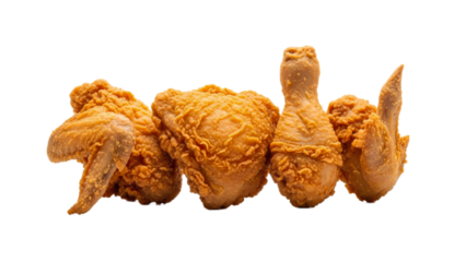 Crispy fried chicken pieces isolated on transparent background