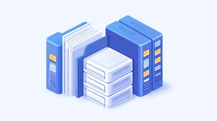 Illustration of server storage units for digital data management and processing.