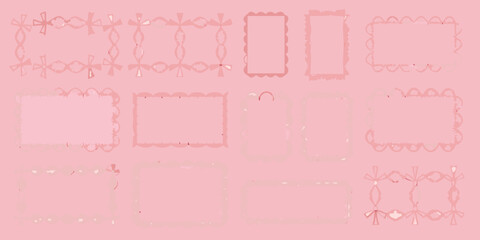Collection of pink decorative frames and borders for valentine s day or baby shower