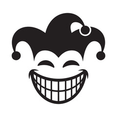 Jester s grinning face with jester hat