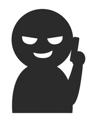 悪い顔で電話をしているシンプルな人のシルエットのイラスト