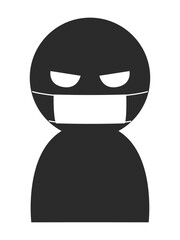 マスクをした不審者のシンプルな人のシルエットのイラスト
