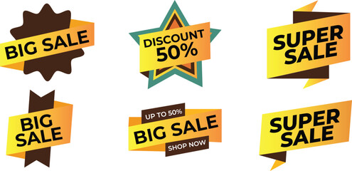 Vibrant Sale Badges Attract Customers with Eye-Catching Discount Offers and Boost Your Sales Promotions with Unique Designs