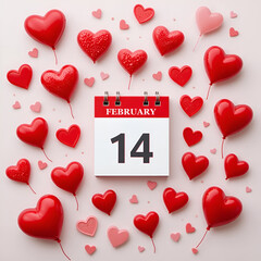 Happy Valentine's Day text with cutout paper hearts.