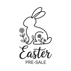 Easter bunny with flowers and pre sale text