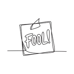 Hand drawn sticky note with the word fool written on it