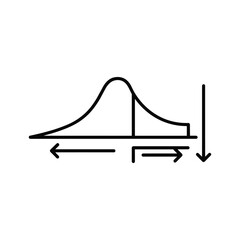 Bell curve statistical graph line icon for data analysis concept