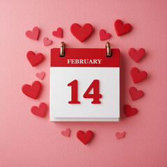 Happy Valentine's Day text with cutout paper hearts.