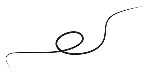 A single flowing black calligraphic line forming an elegant loop with a tapered graceful curve.