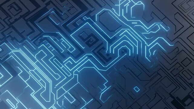 Abstract digital technology background with glowing blue circuit board pattern design