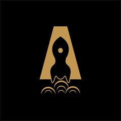 icon of letter A with rocket