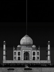 black and white of taj mahal in india 