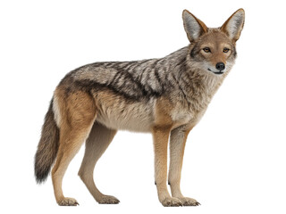 Obraz premium PNG of A detailed illustration of a coyote standing confidently on all fours, showcasing its distinctive features and fur.