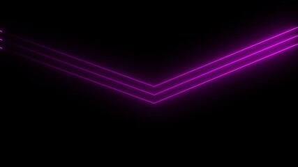 Energetic 4K abstract motion background featuring three parallel magenta neon lines forming a dynamic shape pattern that pulses and moves vertically against a black screen. Ideal for music and tech