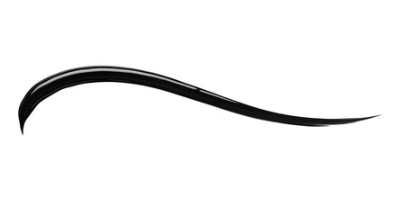 Elegant black liquid eyeliner stroke swatch isolated on transparent background for makeup design