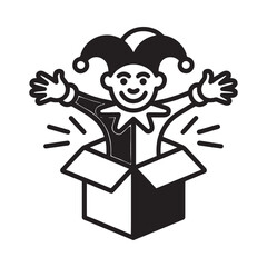 Jester pops out of a box with open arms