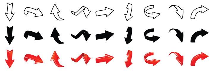 Collection arrows in various styles including bold, curved, and outlined designs.