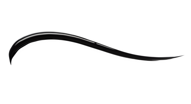Elegant black liquid eyeliner stroke swatch isolated on transparent background for makeup design - Powered by Adobe