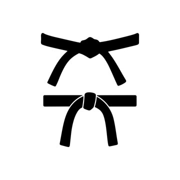 Two black taekwondo belt silhouette icon vector flat illustration design.