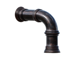 PNG of A detailed, artistic bronze pipe fitting showcasing an elegant curved design.