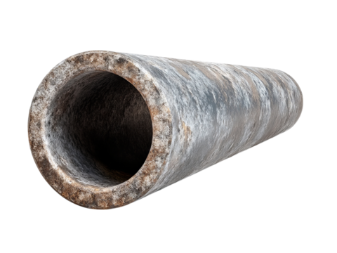 PNG of Close-up of a weathered, abandoned pipe showcasing rust and texture details.