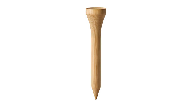 A single wooden golf tee isolated on transparent background for sports equipment illustration