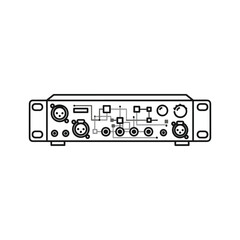Audio Interface Mixer Rear Panel Icon with XLR and Jack Connectors - Line Art Vector