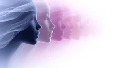 Obraz premium Woman's Profile: Serene silhouettes of a woman's profile, each one representing a different aspect of self, blend together in a mesmerizing display of introspection and grace.