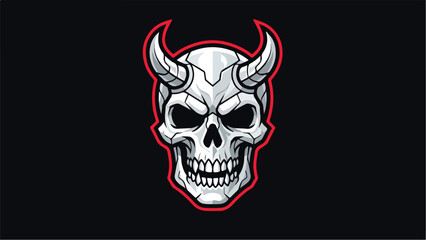 Sinister Skull with Horns on a Dark Background.