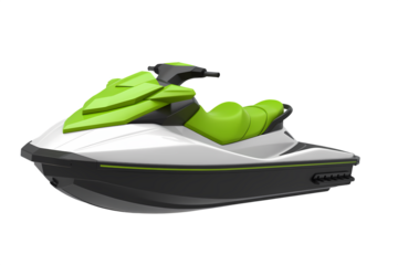 Blue jet ski isolated on transparent background.